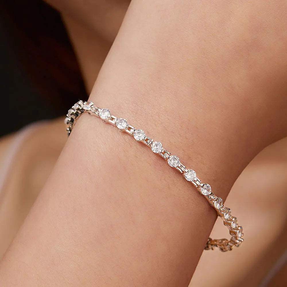 3mm D VVS1 Moissanite Tennis Bracelet Solid s925 Sterling Silver Plated 18k White Gold with GRA Bracelets for Women Man