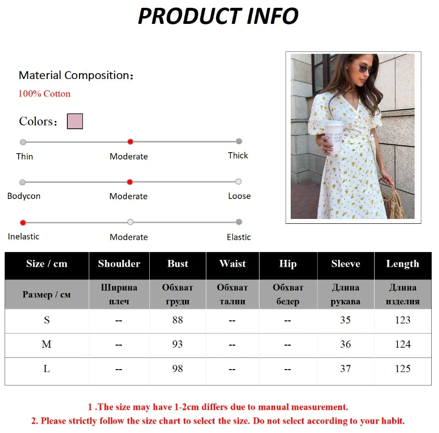 Summer Women Psrinted Dress Lace Up Short Sleeve Fashion Office Lady Long Dress 100% Cotton Daily Casual V-neck Skirt