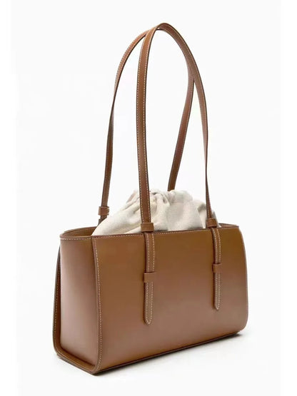 New Fashion Women's Bag Large Capacity Tote Shoulder Bag Leather String Commuting Basket Handbag For Women Vacation