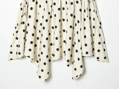 Elegant Summer Women Polka Dot Midi Skirt 2026 High Waist Irregular Hem Flowy Ruffle Skirt Beach Vacation Office Party Casual