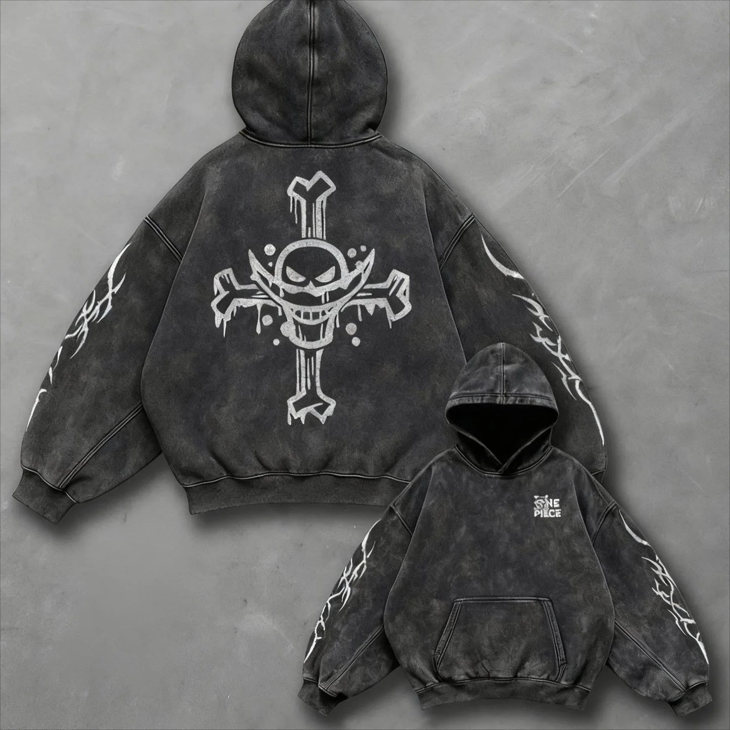 Autumn New One Piece Anime Print Vintage Hoodie Men Women Pullover Sweatshirt Oversized Wash Long Sleeve Top Harajuku Streetwear
