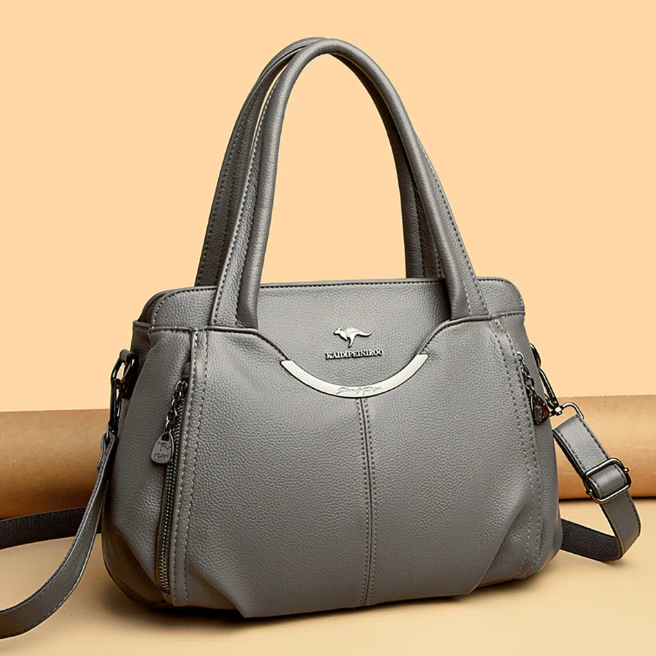 2024 New Multi Pocket Women's Handbag High Quality Soft Leather Female Shoulder Bag Luxury Designer Girl Tote Bolsas Sac A Main