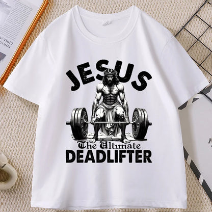 Jesus T Shirt Funny Christian Workout Weightlifting Gym Tee Man Short Sleeve Tshirts Clothing Streetwear Male Tee Tops