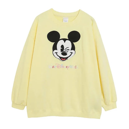 Sweatshirt Mickey Mouse Daisy Duck Cartoon Print Embroidery Women Pullover Fleece Tee Jumper Tops