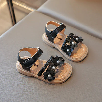 2026 High Quality Girls Sandals Flower Sweet Soft Children's Beach Shoes Kids Cute Summer Floral Sandals Princess Fashion 22-31
