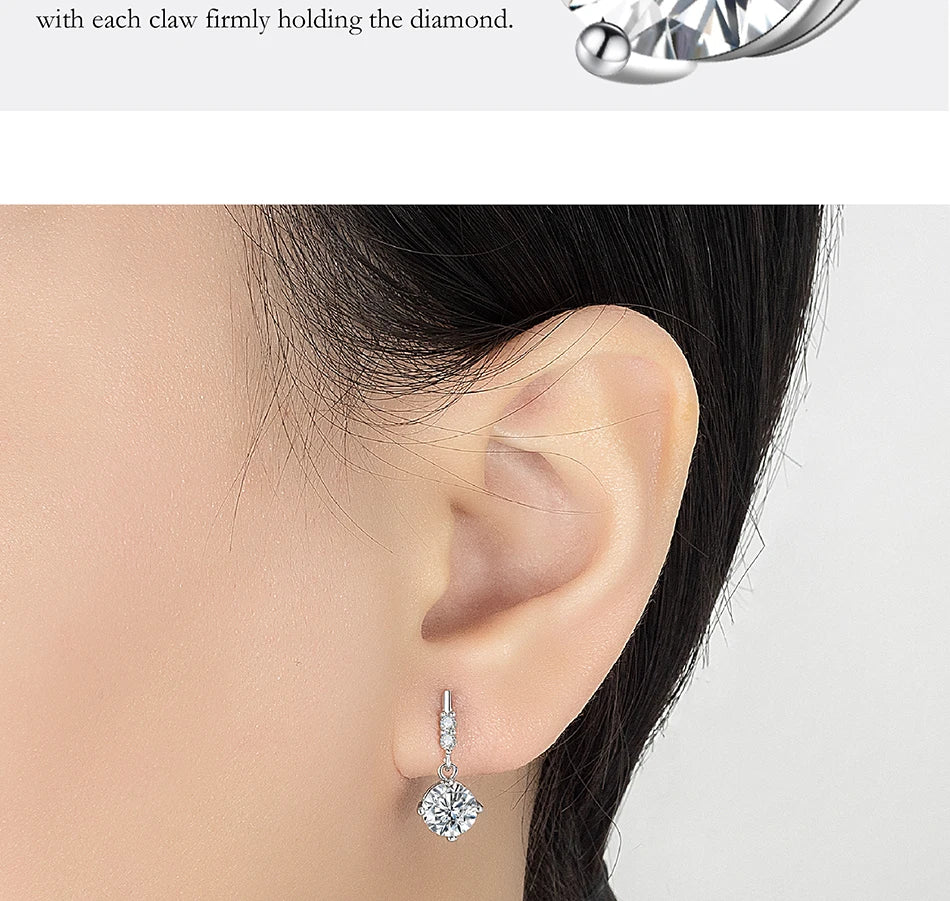0.5/1CT Moissanite Drop Earring Women S925 Pure Silver Four Claw Laboratory Diamond Fashion Luxury Wedding Jewelry