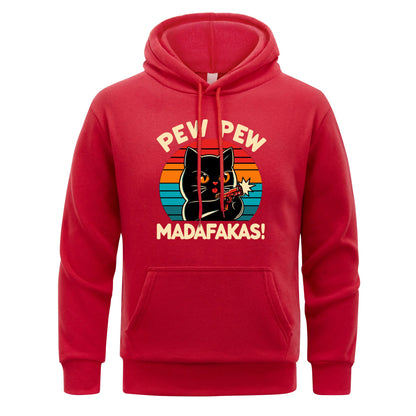 Pew Pew Madafakas Print Hoodie Man Hip Hop Street Casual Hooded Cartoons fur-liner Men Hoodies Harajuku S-XXL Pullover Clothing