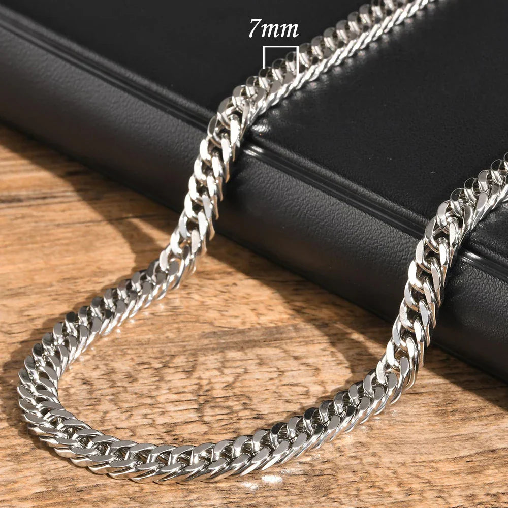 3/5/7/9mm Thick Cuban Chain Necklaces for Men Women,Simple Miami Curb Links Collar,Waterproof Stainless Steel Unisex Chain