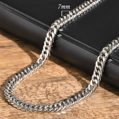 3/5/7/9mm Thick Cuban Chain Necklaces for Men Women,Simple Miami Curb Links Collar,Waterproof Stainless Steel Unisex Chain