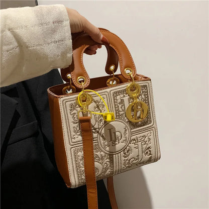 Fashion Top-Handle Bag for Ladies Elegant Handbag with Royal Embroidery Design Versatile Crossbody Style Women Handbags Hand Bag