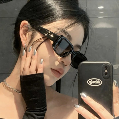 Korean Version Fashion Retro Rectangle  Sunglasses for Women Men StarHigh Quality Shade Glasses Anti UV Street Photos Eyeglasses