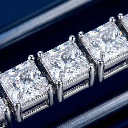 Princess Cut Moissanite Bracelets for Women s925 Sterling Silver Plated 18k White Gold GRA Certified Wedding Bracelet