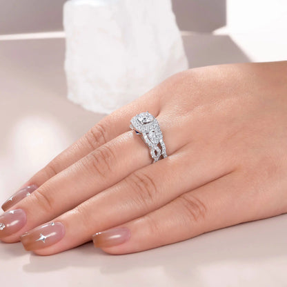 2 Pcs Wedding Rings Set for Women 925 Sterling Silver 2.4Ct Round Pear White Cz Luxury Original Engagement Jewelry