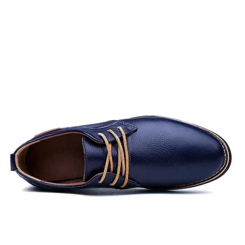 Men Oxfords Genuine Leather Dress Shoes Brogue Lace Up Italian Mens Casual Shoes Luxury Brand Moccasins Loafers Plus Size 38-48