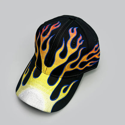 Niche Hip Hop Letter Flame Flag Baseball Hats New Unisex Sunshade Personal Versatile Color Block Fashion Retro ins Peaked Caps