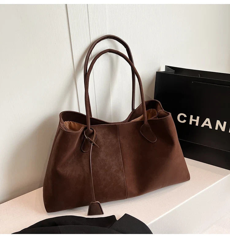 Faux Suede Solid Color High Quality Fashionable Versatile Handbag 2025 Women's Product Hot Selling  Large Capacity Shoulder Bag