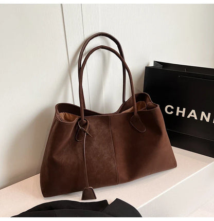Faux Suede Solid Color High Quality Fashionable Versatile Handbag 2025 Women's Product Hot Selling  Large Capacity Shoulder Bag
