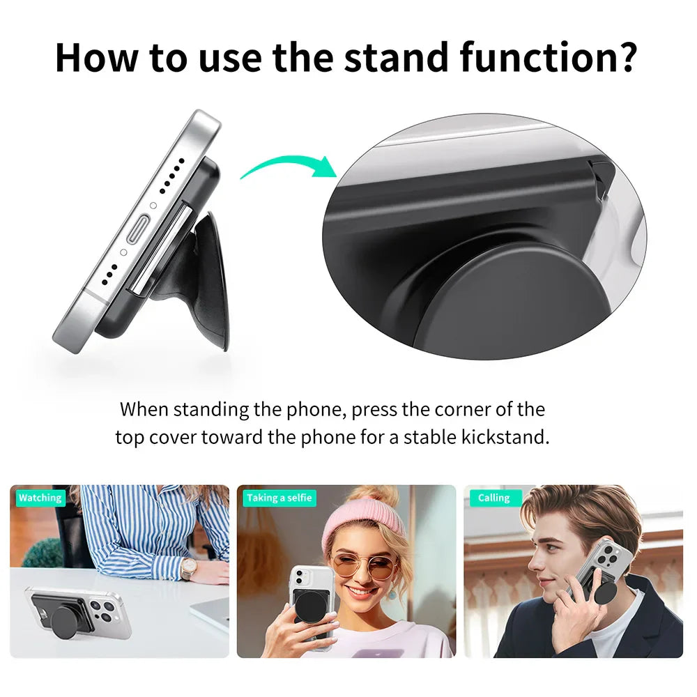 Universal Magnetic Wallet With Expanding Phone Grip,Phone Card Holder Solid SocketWallet For IPhone Samsung Wallets