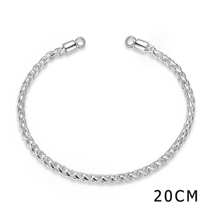 Authentic 925 Sterling Silver Snake Chain Bracelet Bangle with Lobster Clasp Beads DIY Women Charm Bracelets Women Fine Jewelry