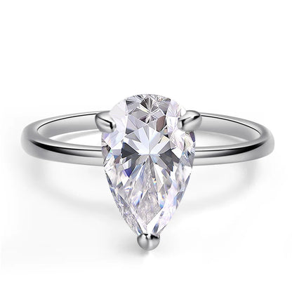 1/2/3/4CT Pear Cut D Color Moissanite Rings/Necklace For Women S925 Silver VVS1 Lab Diamond Waterdrop Pendant Jewely Gift