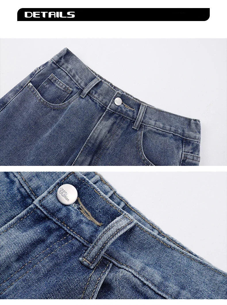 2026 New Korean Men's Casual Long Jeans Classic Man Straight Denim Wide-leg Pants Solid Color Light Blue Black 3XL Cargo Jean