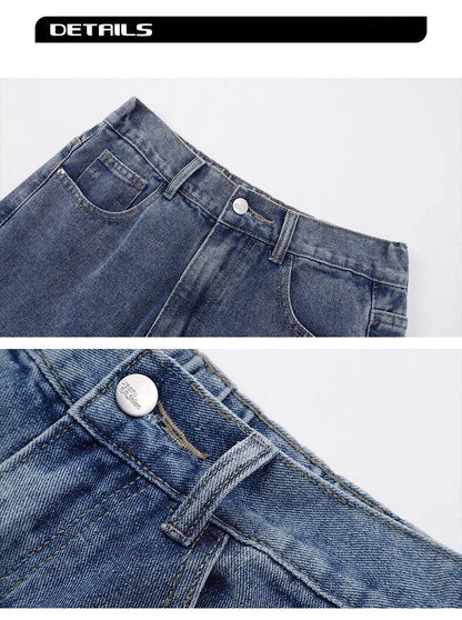 2026 New Korean Men's Casual Long Jeans Classic Man Straight Denim Wide-leg Pants Solid Color Light Blue Black 3XL Cargo Jean
