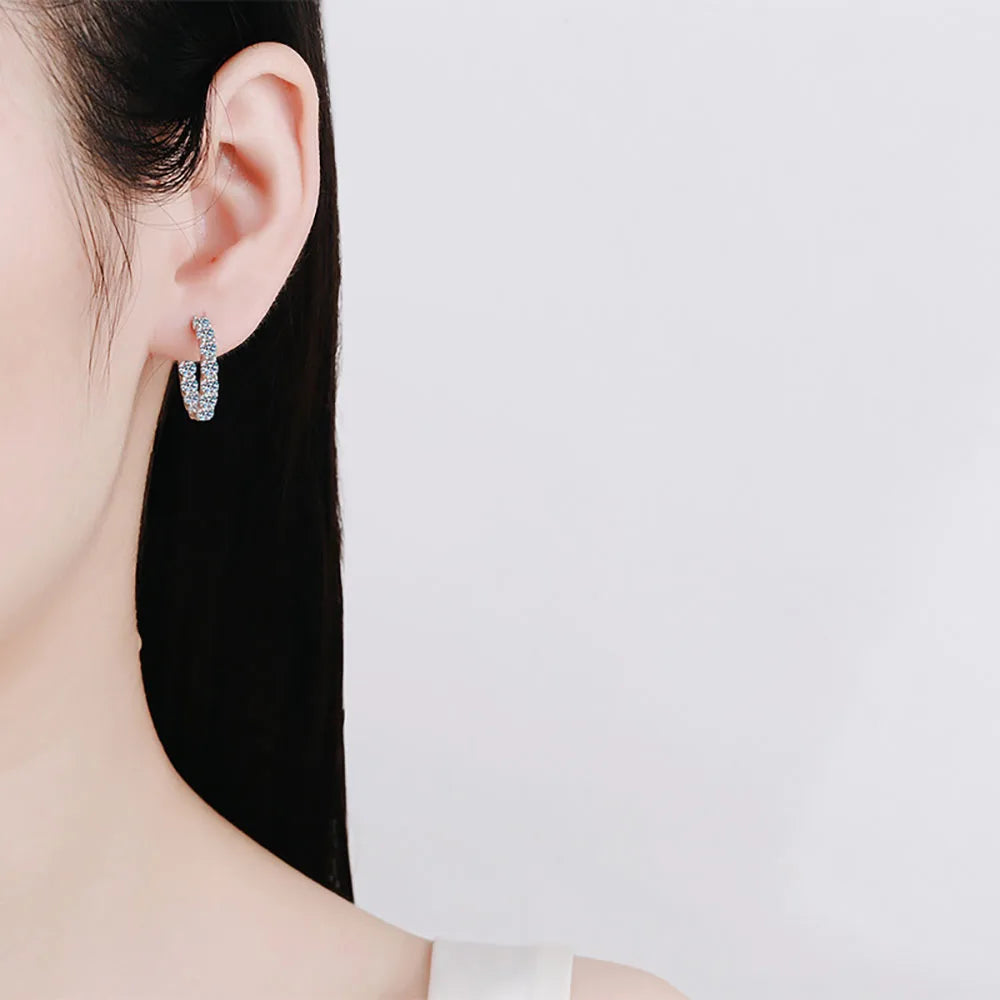 2.6cttw D Color 3mm All Moissanite Hoop Earrings For Women S925 Silver Bull Head Wedding Stud Earring Plated 18K Jewelry