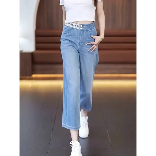 Wide Leg Pant Ladies High Waist Straight Tube Jeans