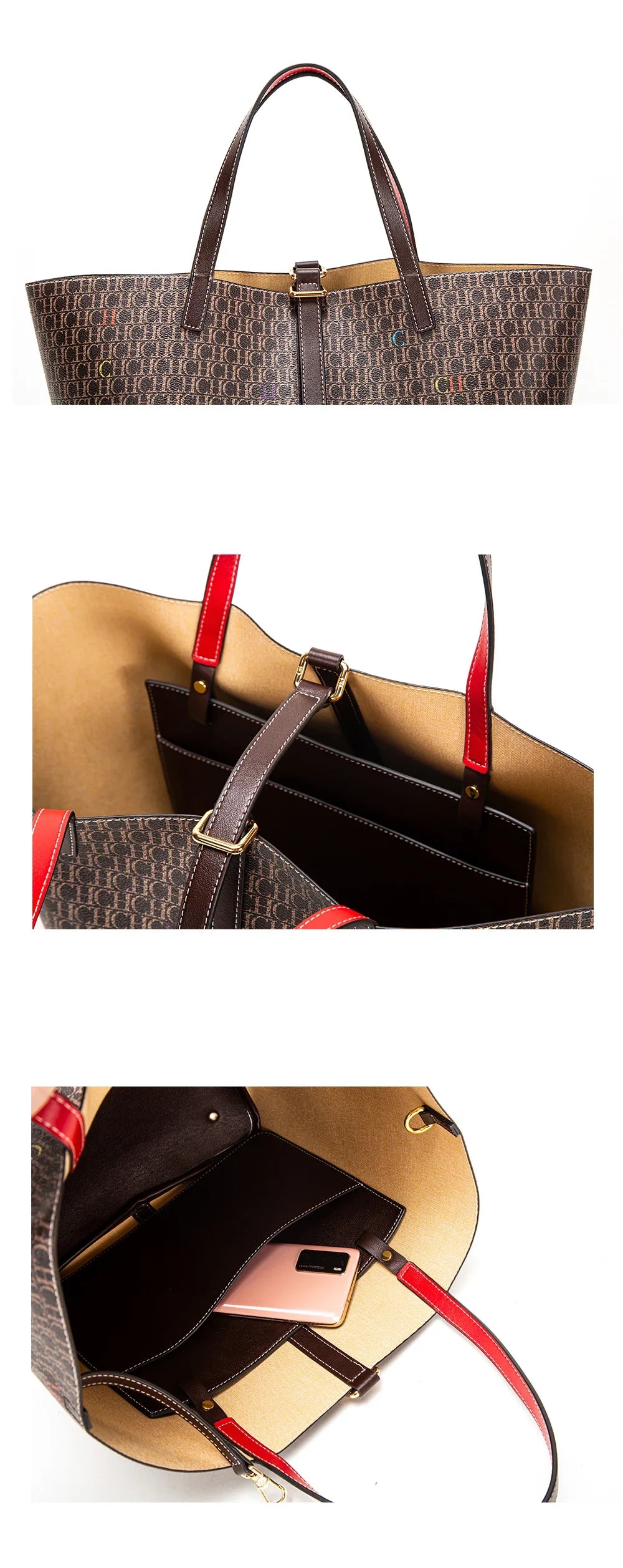 Classic Style Women's Large-capacity Handbag Letters Print Design Small Metal Accessories Exquisite Workmanship