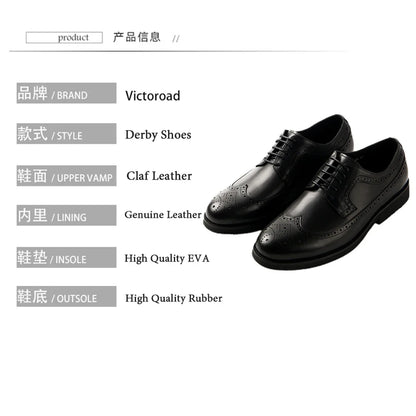Vintage Brogue Derby Shoes Full Grain Leather Business Party Dress Shoes for Men