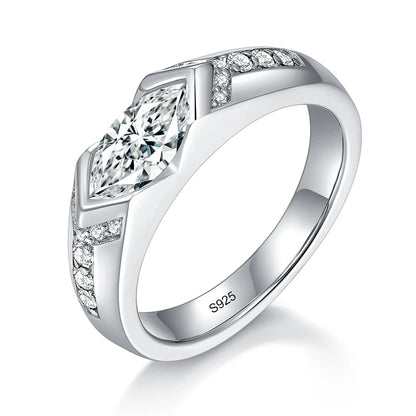 5x10mm Marquise Cut Mossanite Rings for Women Man 925 Sterling Sliver with Gold Plated Jewelry Ladies Band Women's Ring