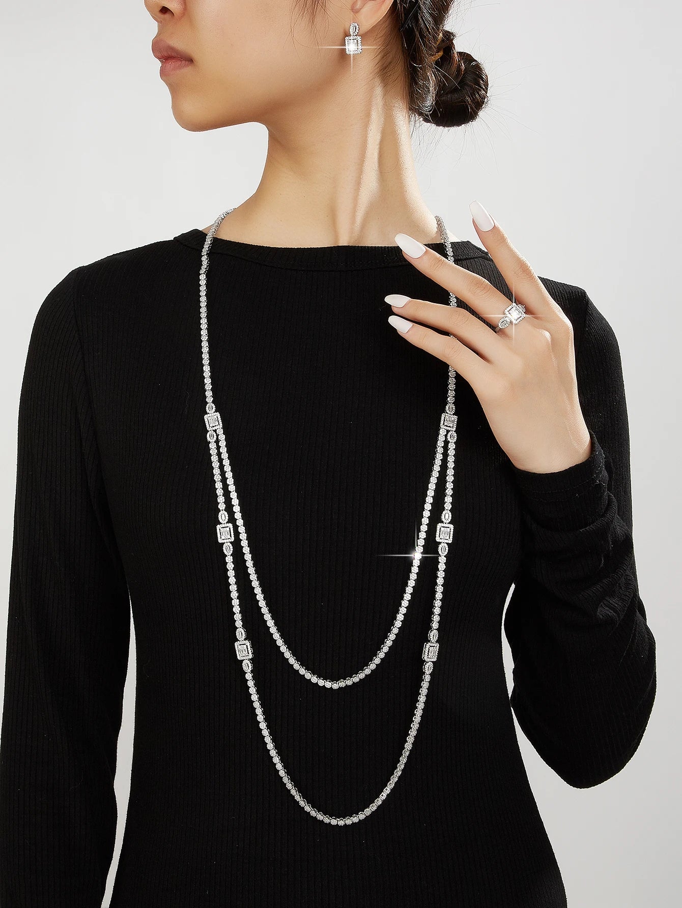 Sweater Long Necklace Earring Jewelry Sets For Women Wedding Party Zircon CZ African Dubai Bridal Jewelry 2024
