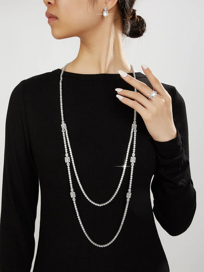 Sweater Long Necklace Earring Jewelry Sets For Women Wedding Party Zircon CZ African Dubai Bridal Jewelry 2024