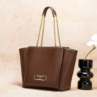 Women's Tote Bag 2026 Spring New Brown Magnetic Buckle Storage Bag Large Capacity Commuter Chain Bag