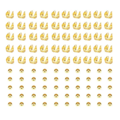 100pcs/lot Stainless Steel Gold Color Connector Clasp Crimp End Beads Findings Kit DIY Bracelet Necklace Jewelry Making Supplies