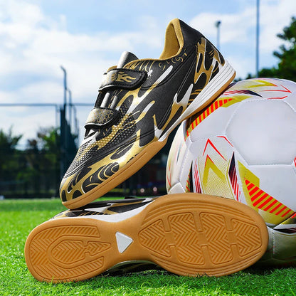 Soccer Shoes with Patent Leather Upper for Kids, Multicolor TF Training Styles
