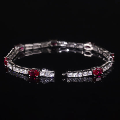 Lab Grown Ruby Tennis Bracelet 925 Sterling Silver Birthstone Bracelet  Fancy Party Wear Bracelet Gift For Women