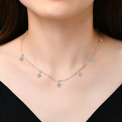 3mm D Moissanite Jewelry Set Clover Flower Pendant Necklace Earrings Bracelet 3 in 1 Sets for Women 925 Silver Charm Gifts