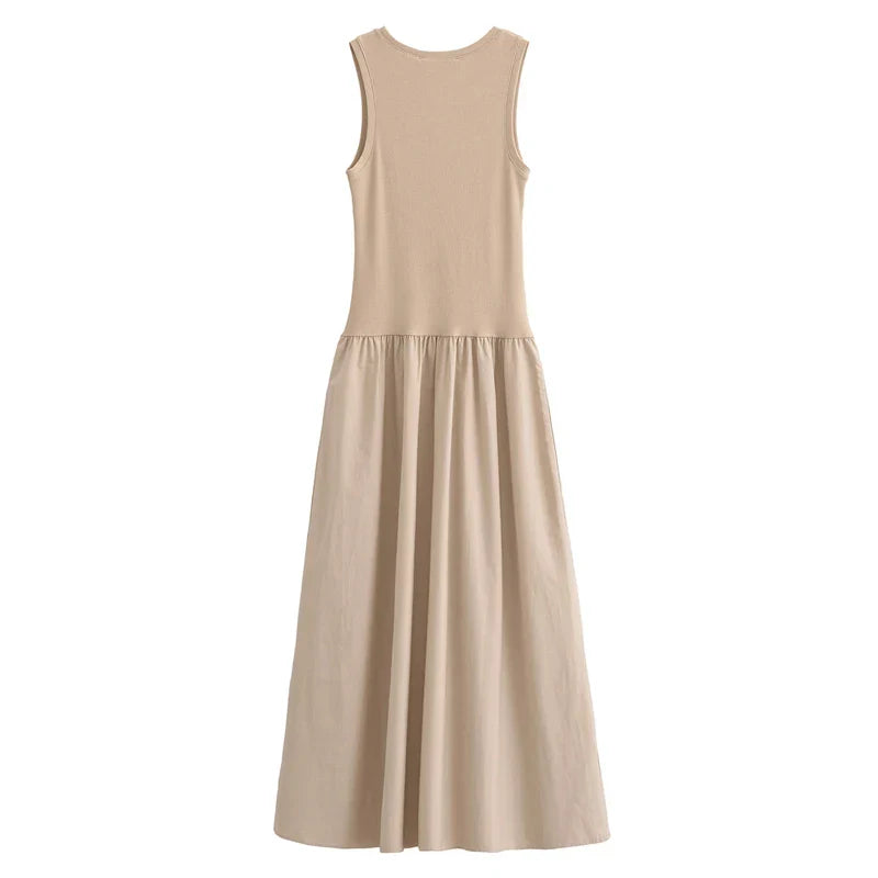 Knitted Dresses 2025 Woman Sleeveless Black Long Dress Women Bodycon Summer Solid Dresses One Pieces Midi Casual Dresses