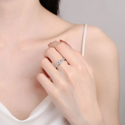 Full Moissanite Rings for Women 925 Sterling Silver Marquise cut Moissanite Lab Diamond Wedding Ring Gemstone Band