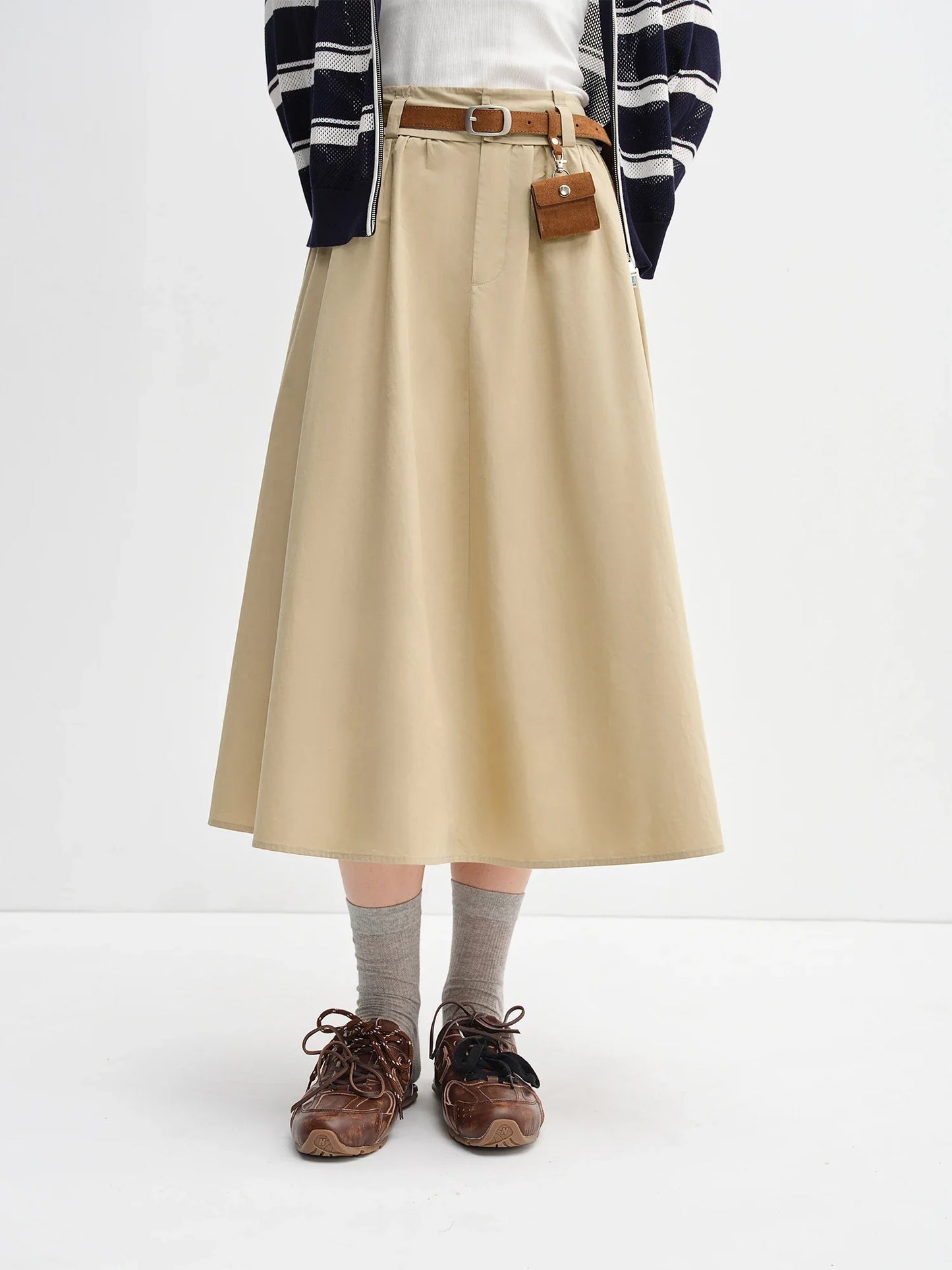 Women's Wide Waist High Waist A-line Skirt 2025 Autumn New Arrival Casual Workwear Style Skirt for Women 25DS83134