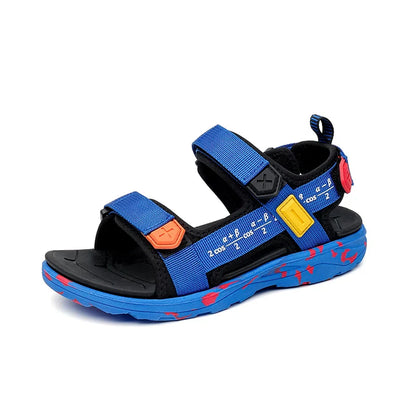 Summer Beach Boy Children Sandals Fashion Shoes Lightweight Non-slip Soft Bottom Shading Leather Boys Comfortable
