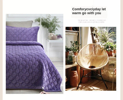 Solid Color Soft Velvet Quilted Bed Cover Blanket Short Plush Sofa Towel King Queen Size Anti-slip Bed Sheet 270x230cm Bedspread