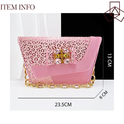 2025 Shiny Italian Fashion Pointed Toe Women Heel Fashion Rhinestone Decoration Pink Color Shoes And Bag Set
