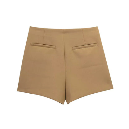 Women Fashion Pareo Style Asymmetric Shorts Skirts Vintage High Waist Side Zipper Female Skort Mujer
