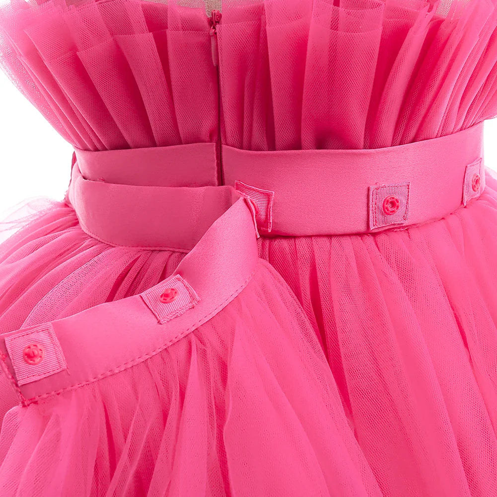 Elegant Tulle Bridesmaids Party Girls Dresses Summer Baptism Birthday Wedding Prom Princess Dress for Girl Christmas Kids Clohes