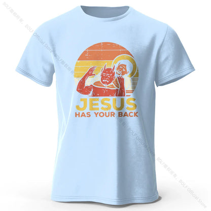 Funny Jesus Printed 100% Cotton T-Shirt, Soft & Breathable Round Neck Short Sleeve Tee, Unisex Quirky & Humorous Style