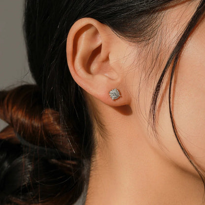 D Color Moissanite Stud Earrings Round Cut Lab Created Diamond 925 Sterling Silver Silver Bridal Jewelry For Women Gifts