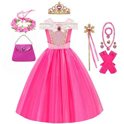 Girls Sleeping Beauty Aurora Cosplay Princess Dress Kids Rapunzel Frozen Elsa Cinderella Costume Party Clothing 2-12Years