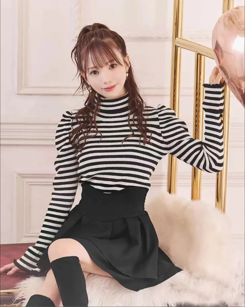 Japanese Lolita Skirts Ruffled Pleated Plaid Skirt Women 2026 Spring New Elastic High Waist Slimming Gentle Mini Skirt Culottes